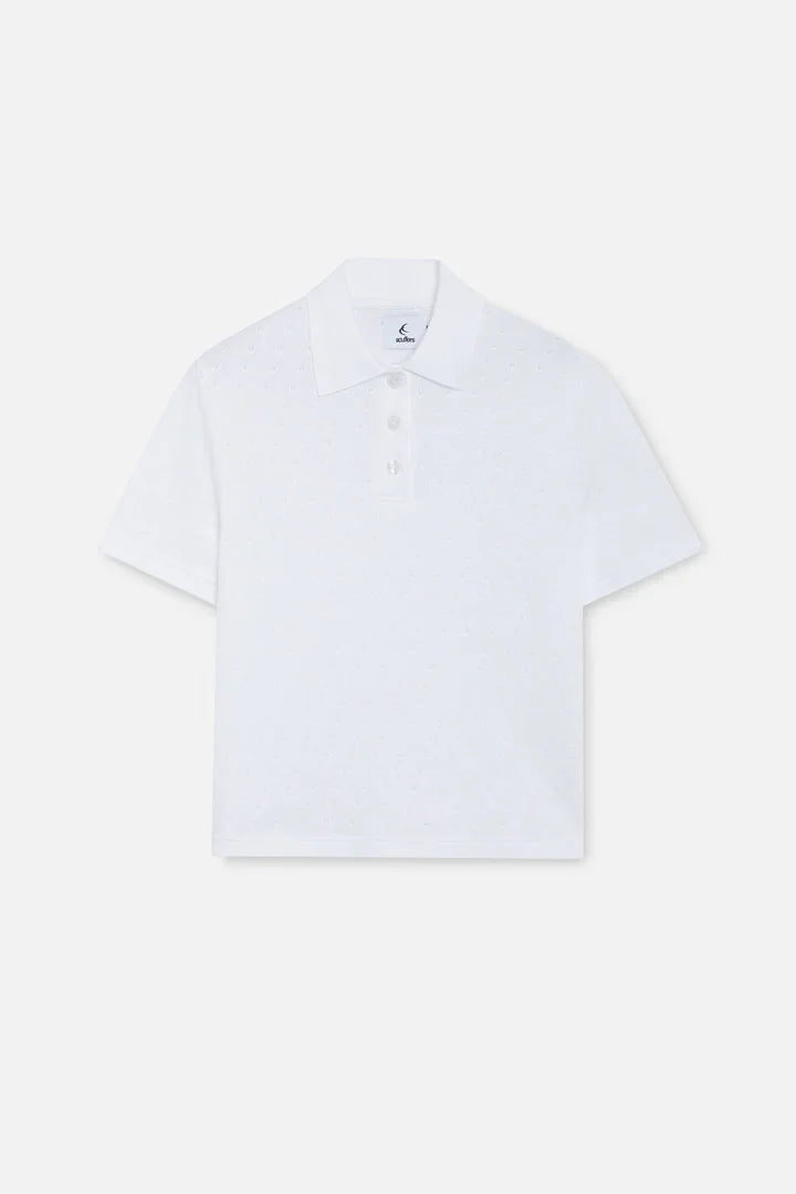 Scuffers Openwork White Polo